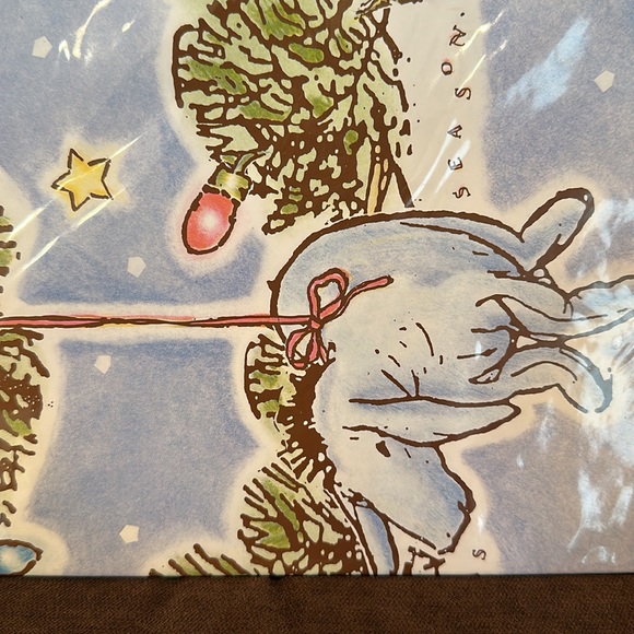 Classic Pooh DISNEY Christmas wrapping paper 2 sheets 24”x30” NIP Vintage HTF - Picture 2 of 3